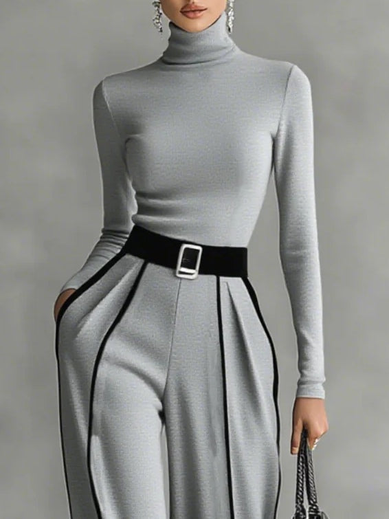 Solana | Coordinato con Dolcevita, Pantaloni Ampi e Cintura