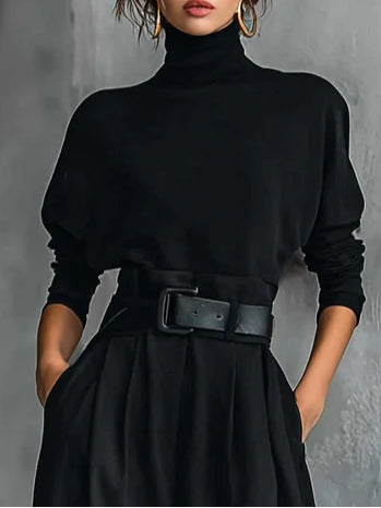 Lisa™ | Completo Due Pezzi Nero con Cintura