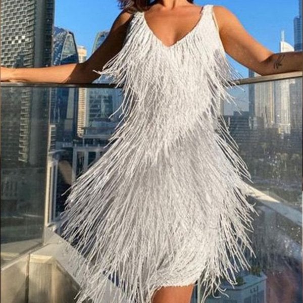 Fringella | Abito da festa con frange eleganti