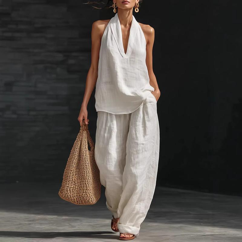 Ainhoa | Coordinato con Canotta e Pantaloni a Gamba Larga