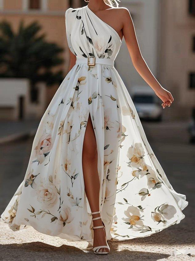 Julie | Abito Maxi Floreale con Spalla Scoperta