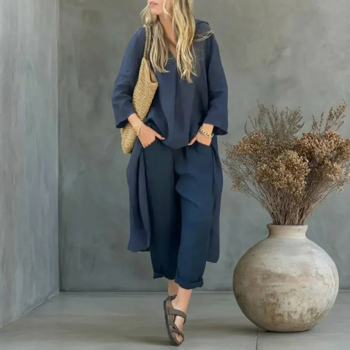 Lucía | Coordinato con Gilet Lungo e Pantaloni a Gamba Larga