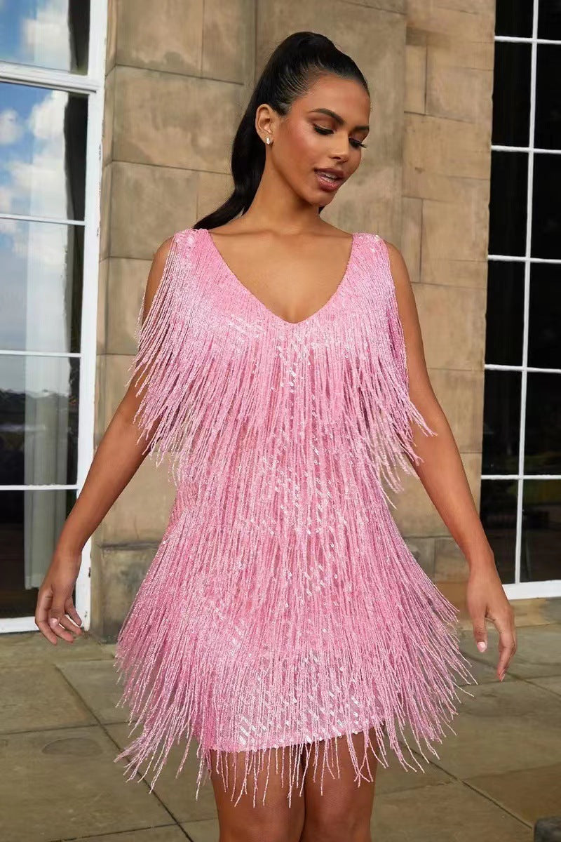 Fringella | Abito da festa con frange eleganti