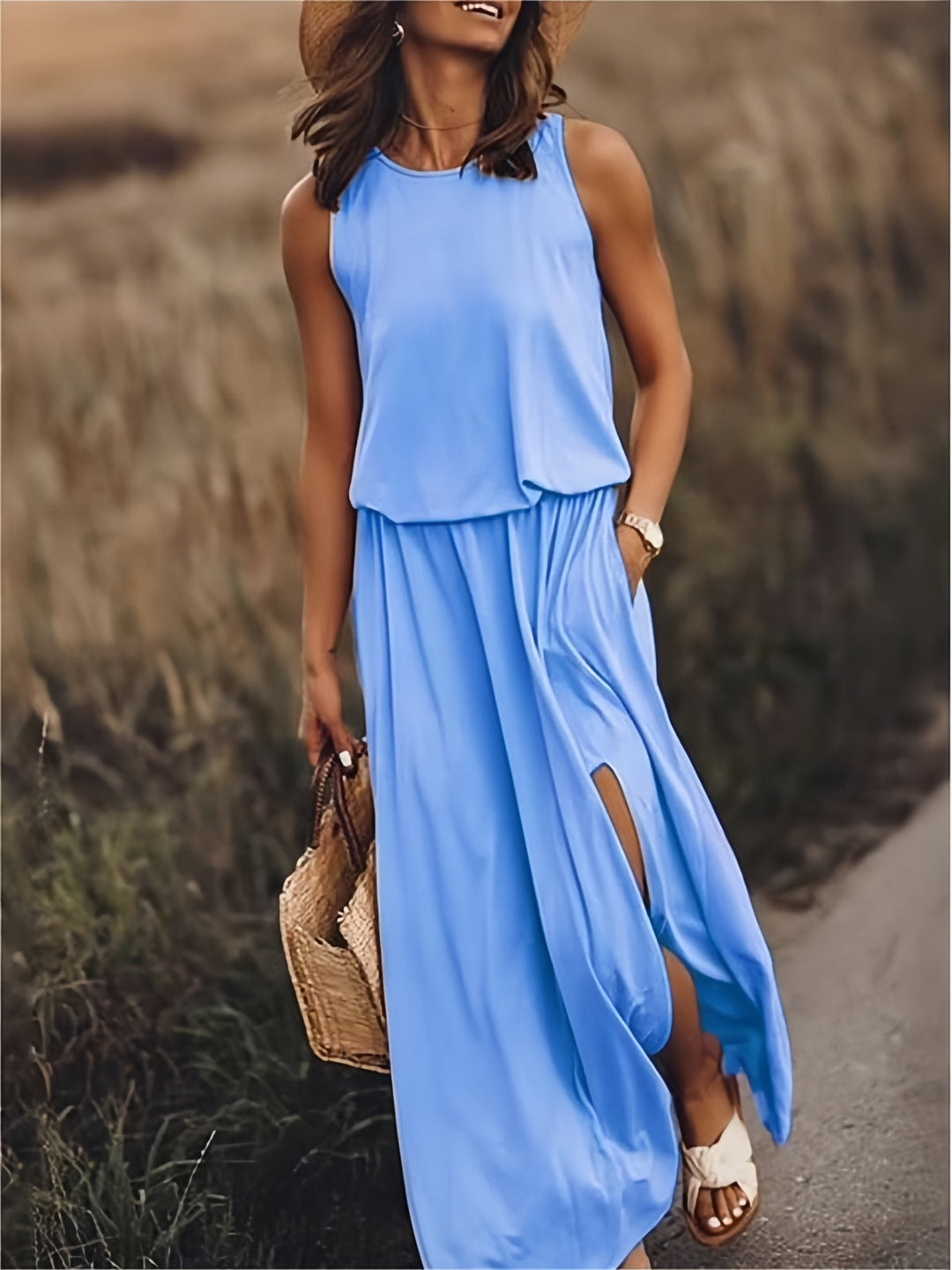 Fiona | Abito Maxi Smanicato con Corpino Ampio