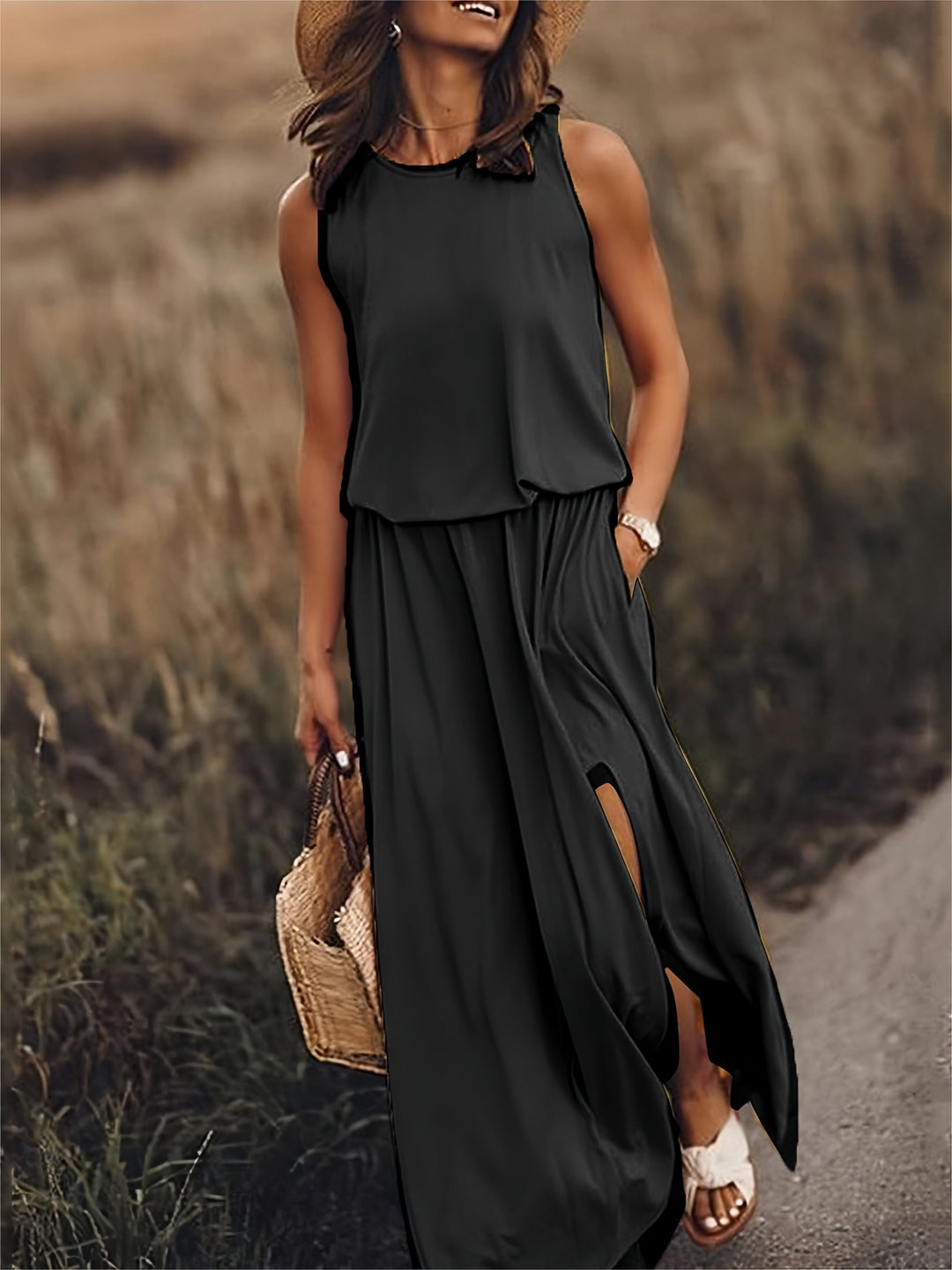 Fiona | Abito Maxi Smanicato con Corpino Ampio