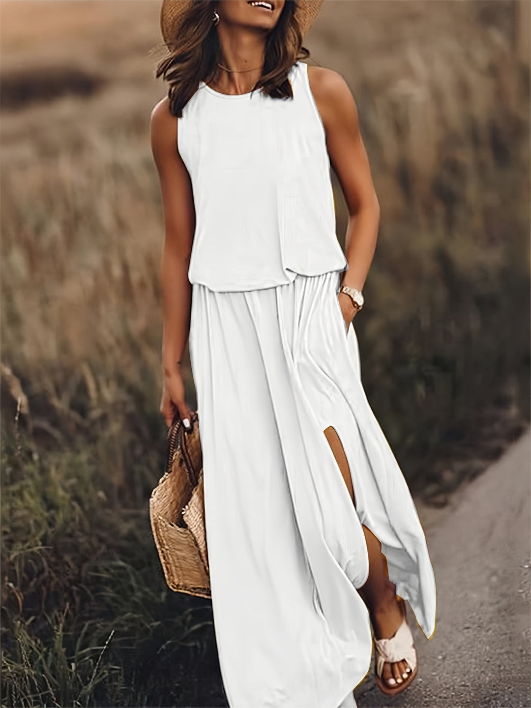 Fiona | Abito Maxi Smanicato con Corpino Ampio