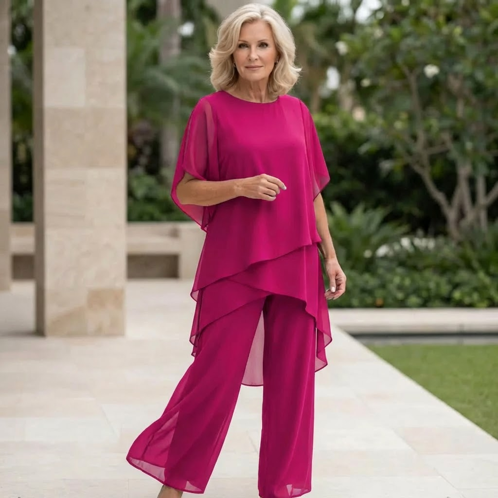 Kimmy | Top drappeggiato con pantaloni palazzo