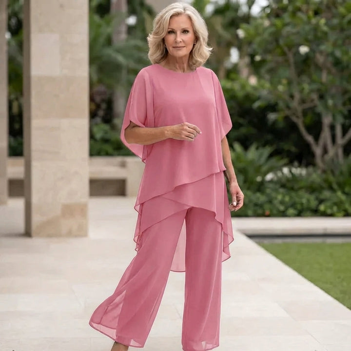 Kimmy | Top drappeggiato con pantaloni palazzo
