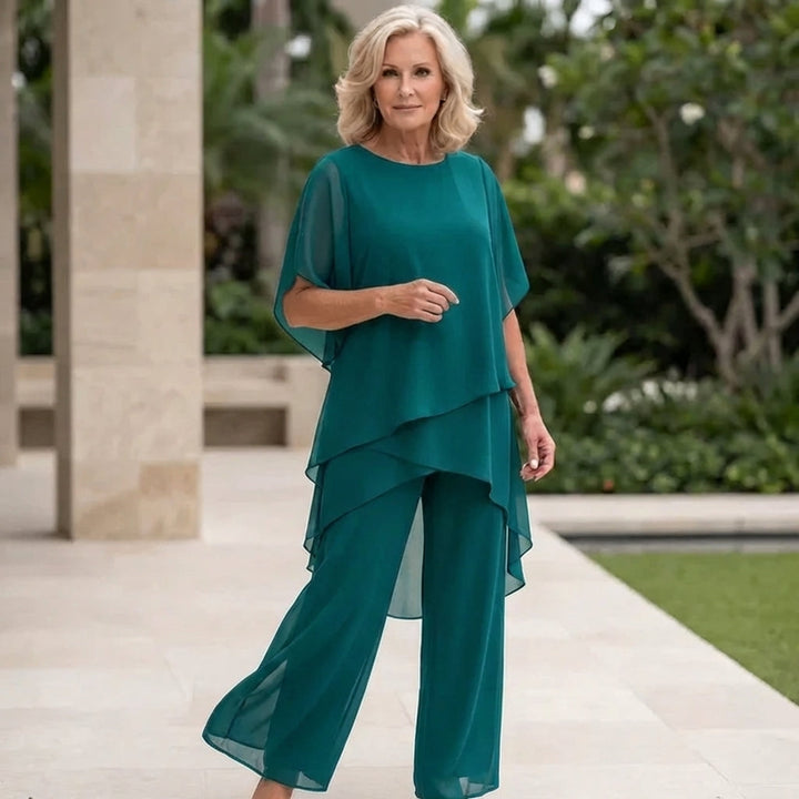 Kimmy | Top drappeggiato con pantaloni palazzo