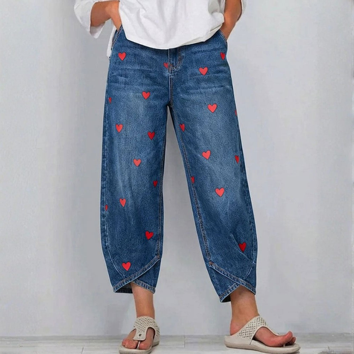 Romina™ | Jeans con Stampa a Cuori