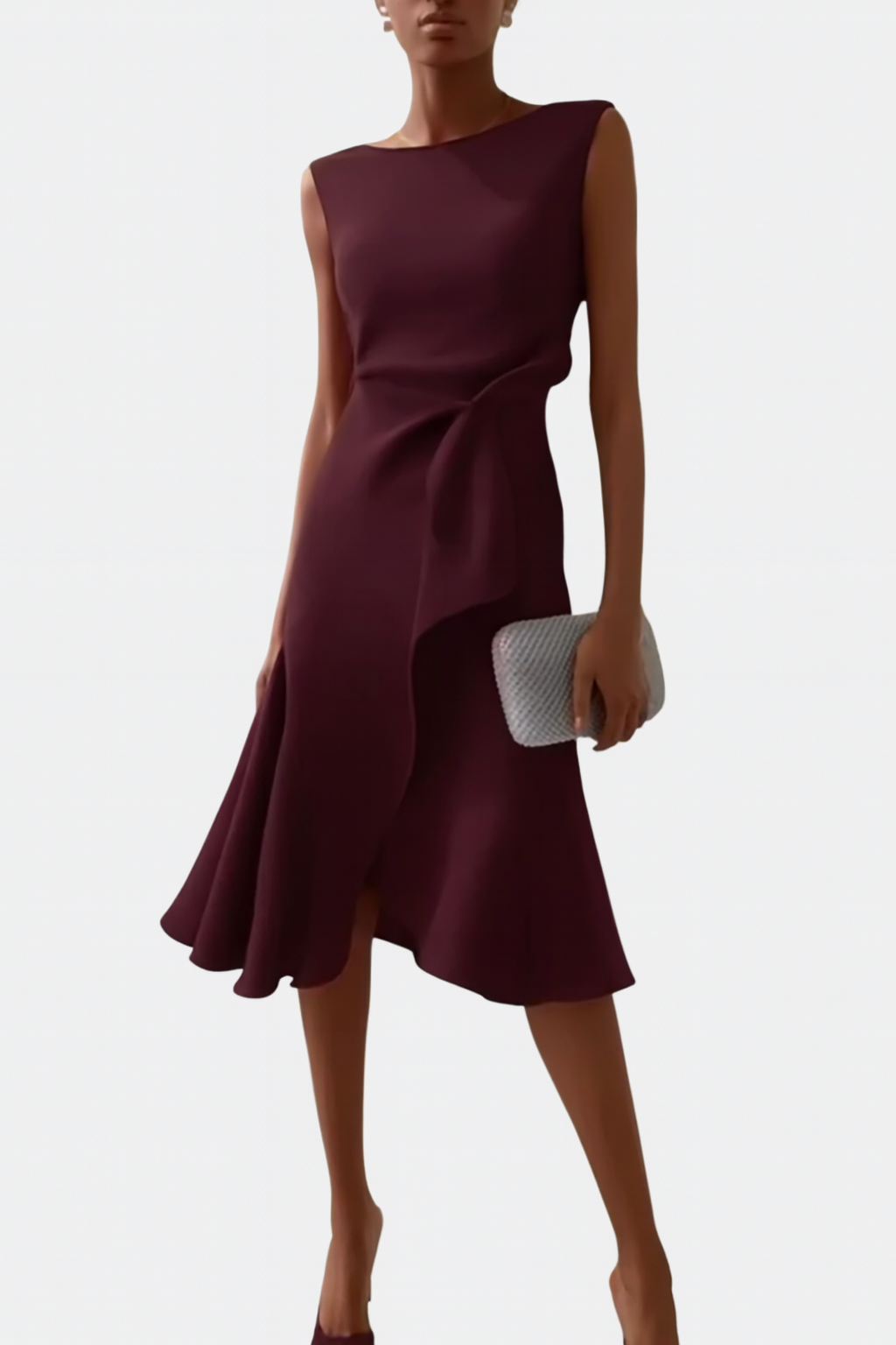Sheila™ | Abito midi asimmetrico drappeggiato