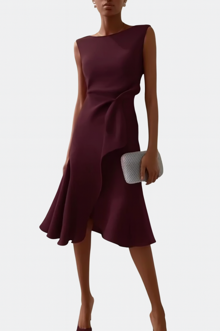Sheila™ | Abito midi asimmetrico drappeggiato