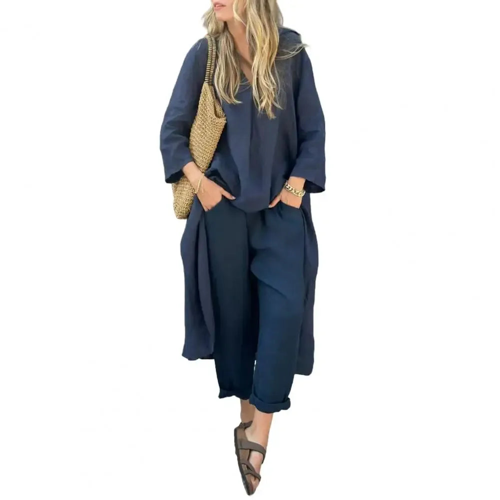 Lucía | Coordinato con Gilet Lungo e Pantaloni a Gamba Larga