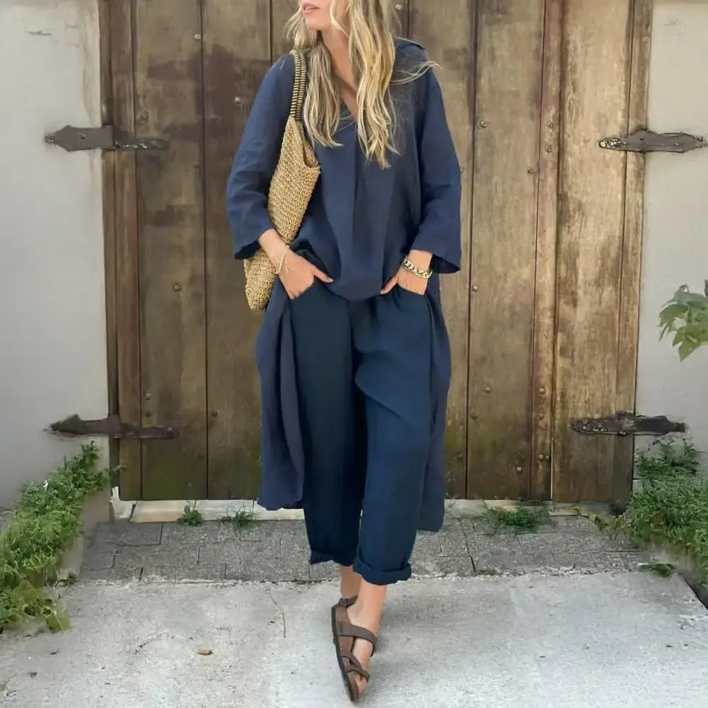 Lucía | Coordinato con Gilet Lungo e Pantaloni a Gamba Larga