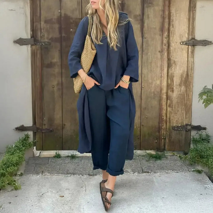 Lucía | Coordinato con Gilet Lungo e Pantaloni a Gamba Larga