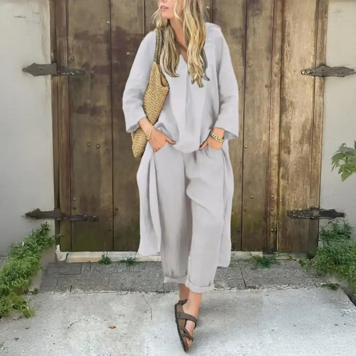 Lucía | Coordinato con Gilet Lungo e Pantaloni a Gamba Larga