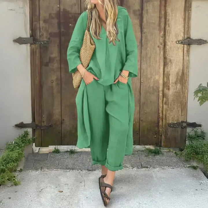 Lucía | Coordinato con Gilet Lungo e Pantaloni a Gamba Larga