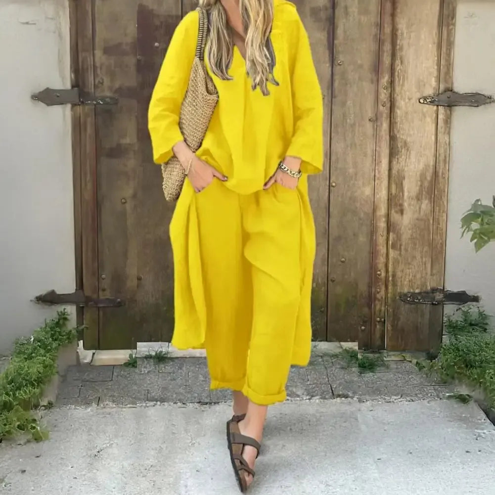 Lucía | Coordinato con Gilet Lungo e Pantaloni a Gamba Larga