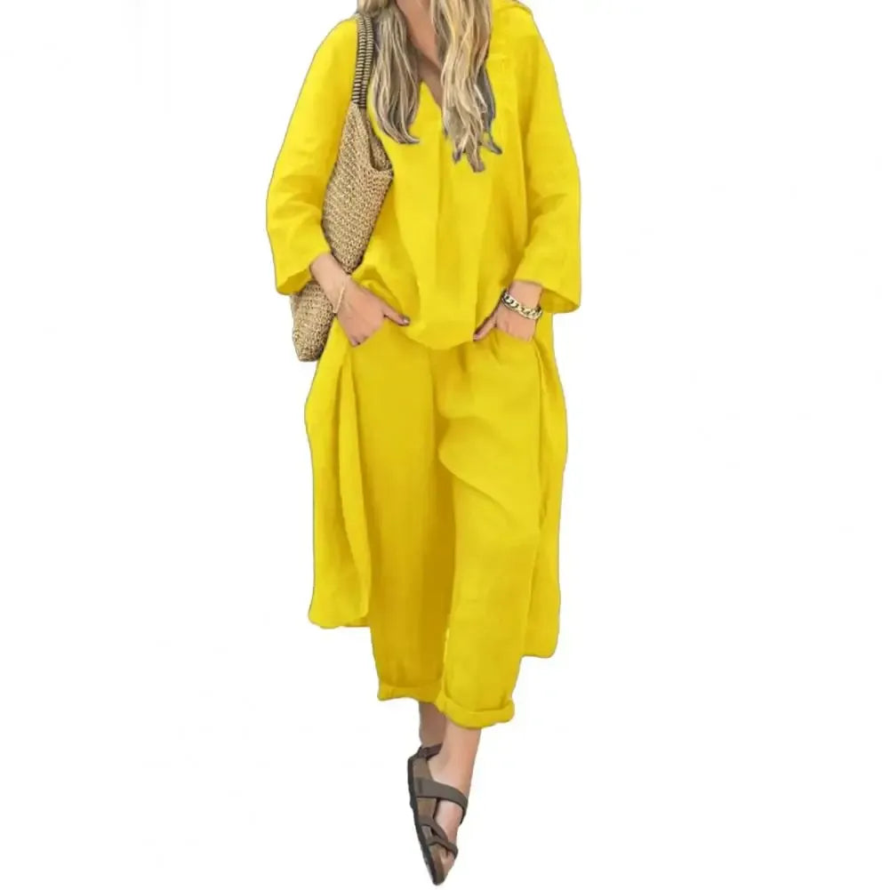 Lucía | Coordinato con Gilet Lungo e Pantaloni a Gamba Larga