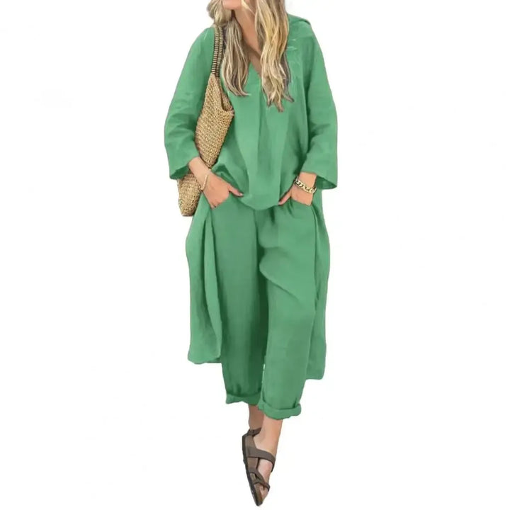 Lucía | Coordinato con Gilet Lungo e Pantaloni a Gamba Larga