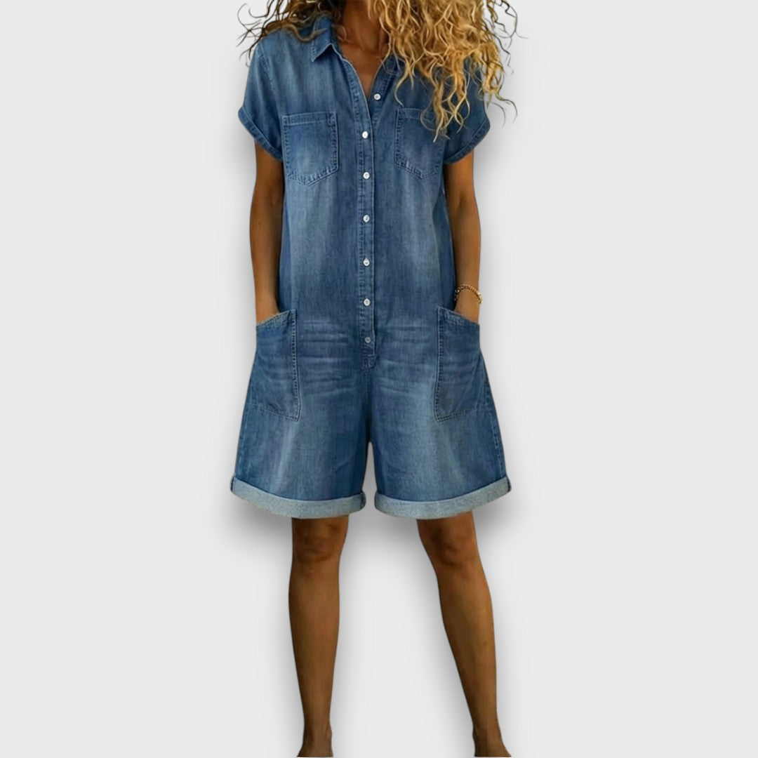 Joan | Salopette Corta Denim Look Vintage