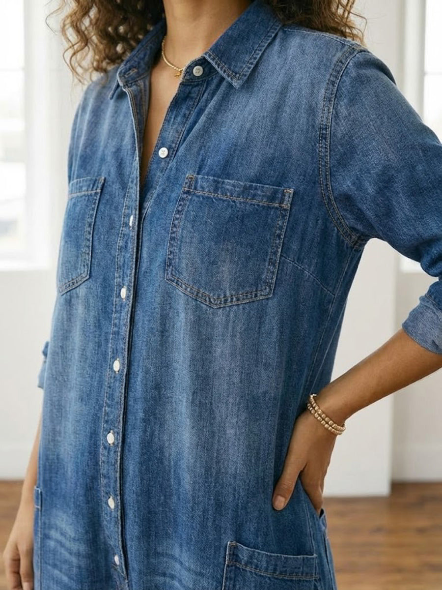 Diana | Jumpsuit Denim Vintage con Chiusura a Bottoni