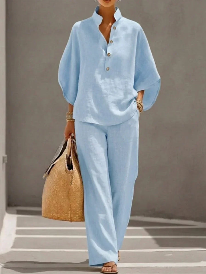 Maribel | Coordinato con Top Batwing e Pantaloni a Gamba Larga
