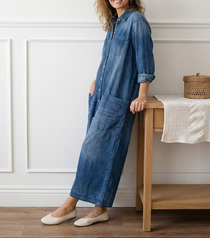 Diana | Jumpsuit Denim Vintage con Chiusura a Bottoni