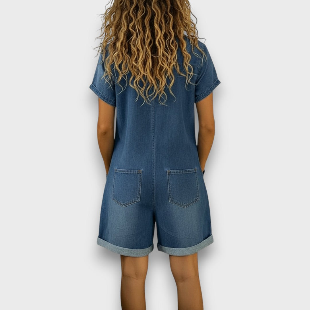 Joan | Salopette Corta Denim Look Vintage