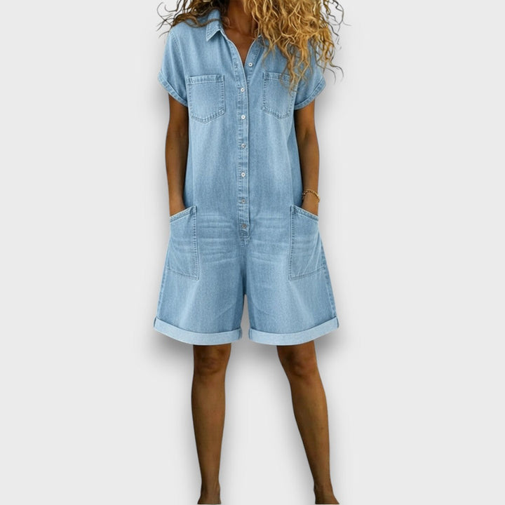 Joan | Salopette Corta Denim Look Vintage