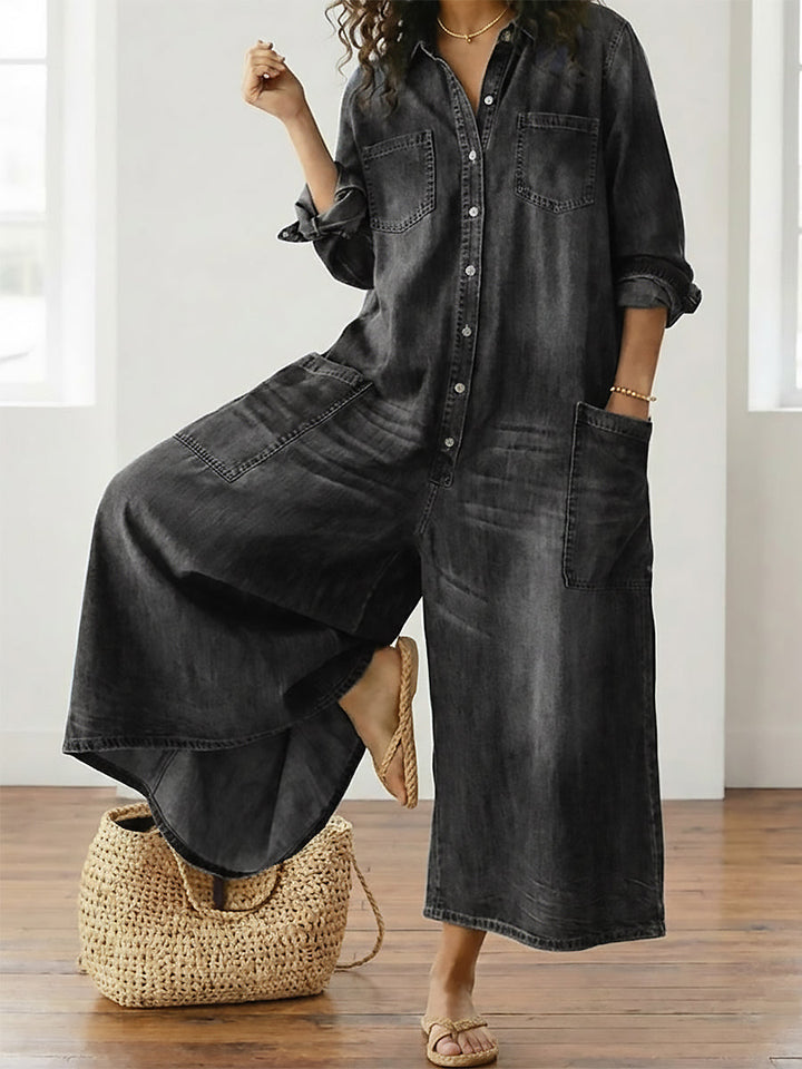 Diana | Jumpsuit Denim Vintage con Chiusura a Bottoni