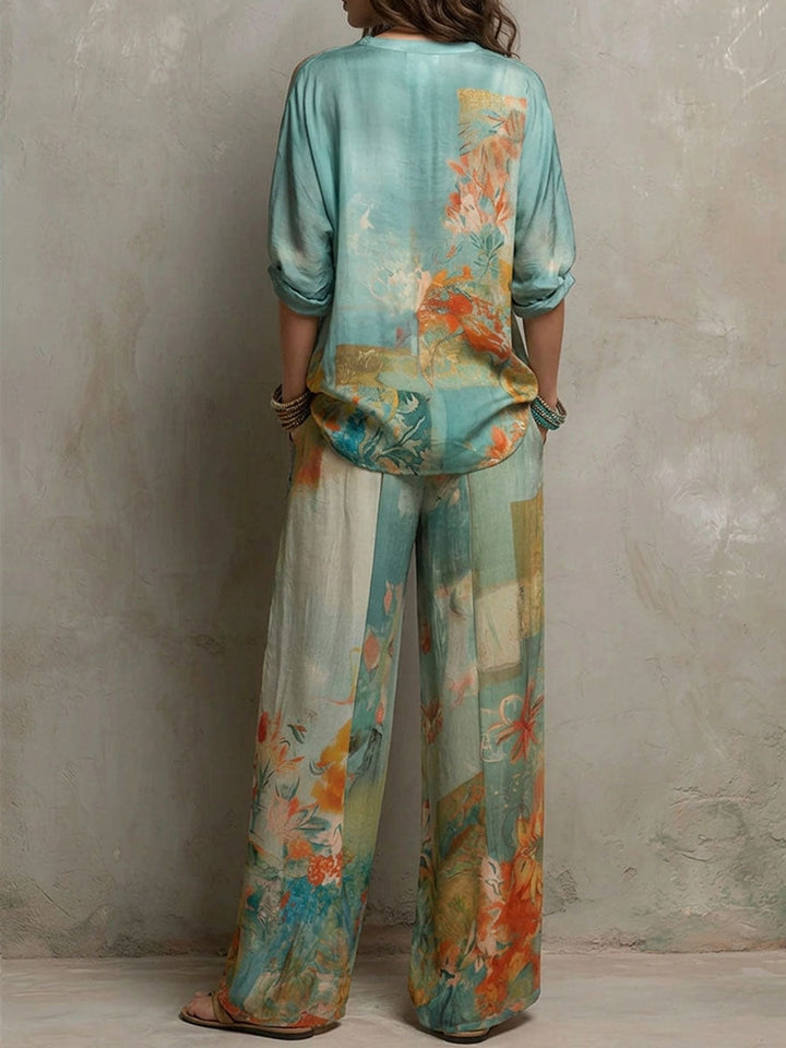 Chiara™ | Set con Pantaloni a Zampa Floreale