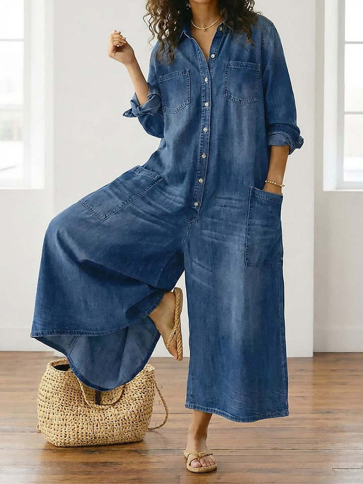 Diana | Jumpsuit Denim Vintage con Chiusura a Bottoni
