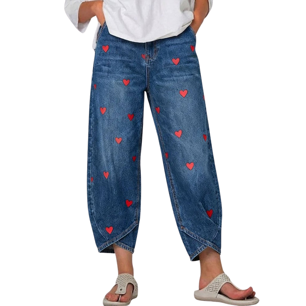 Romina™ | Jeans con Stampa a Cuori