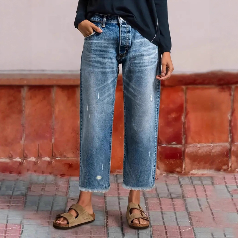 Aberjean™ | Jeans Cropped Dritti Retro
