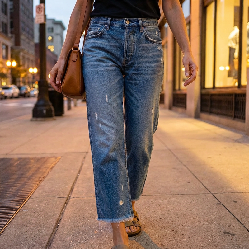Aberjean™ | Jeans Cropped Dritti Retro