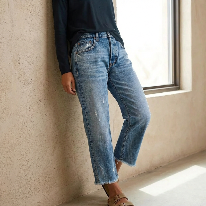 Aberjean™ | Jeans Cropped Dritti Retro