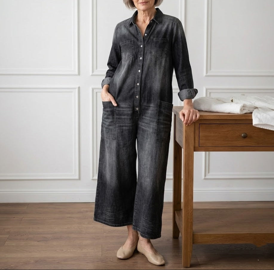 Diana | Jumpsuit Denim Vintage con Chiusura a Bottoni