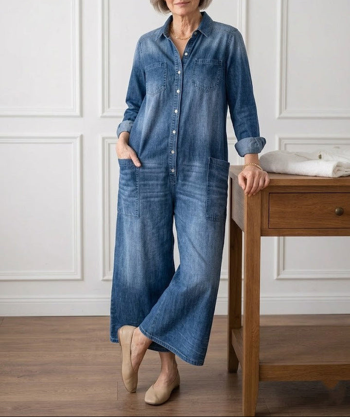 Diana | Jumpsuit Denim Vintage con Chiusura a Bottoni